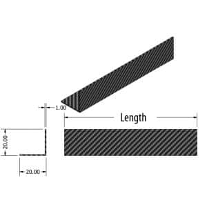 90 Deg Carbon Fibre Angle 20mm x 20mm