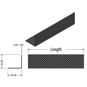 90 Deg Carbon Fibre Angle 25mm x 25mm