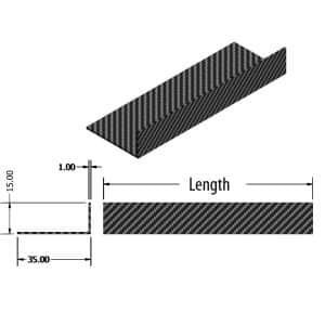 90 Deg Carbon Fibre Angle 35mm x 15mm